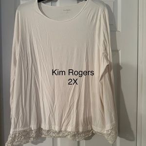 White top with lace bottom accent